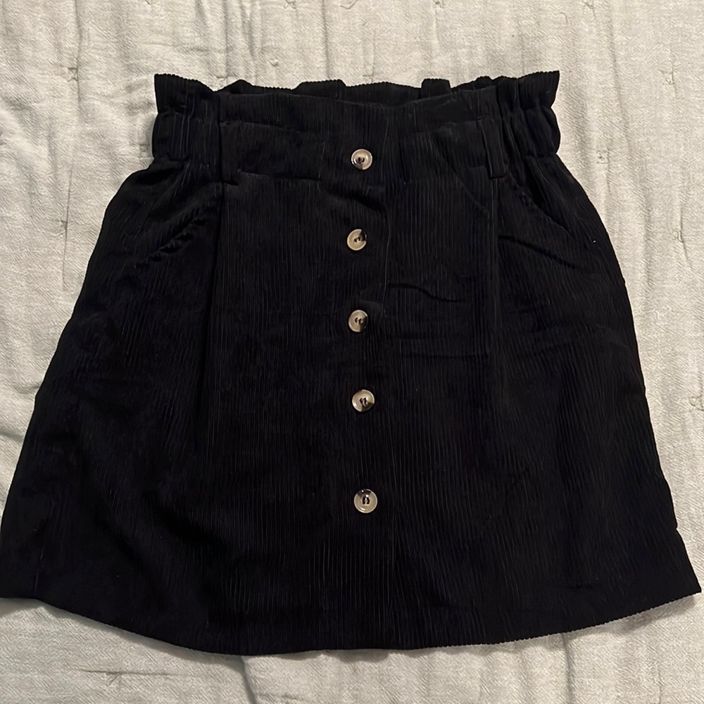 Black corduroy high waisted mini skirt